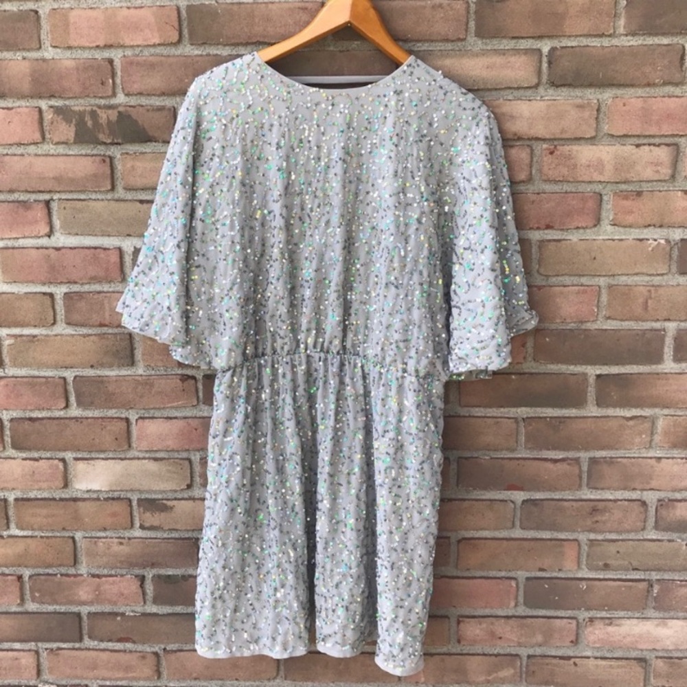 NWT ASOS size 12 silver/grey sequin dress
